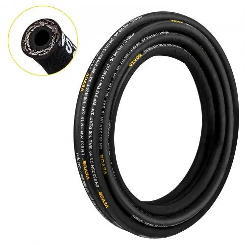VEVOR Top-Quality Hydraulic Hose 3/8" x 100 ft, Coiled Hydraulic Hose 4800 PSI, Neoprene Hydraulic Hose, YG100FT3-8-5...