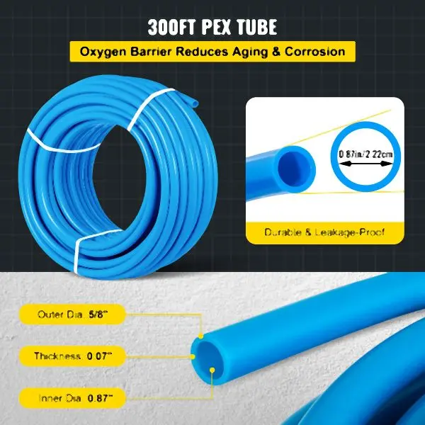 VEVOR UL-Listed Pex Tubing, Single Piece Per Pack, PEXG1YC300YCLS001V0