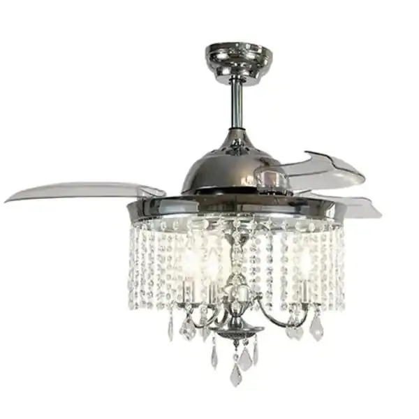 42 . Indoor Chrome Ceiling Fan Light Remote Control
