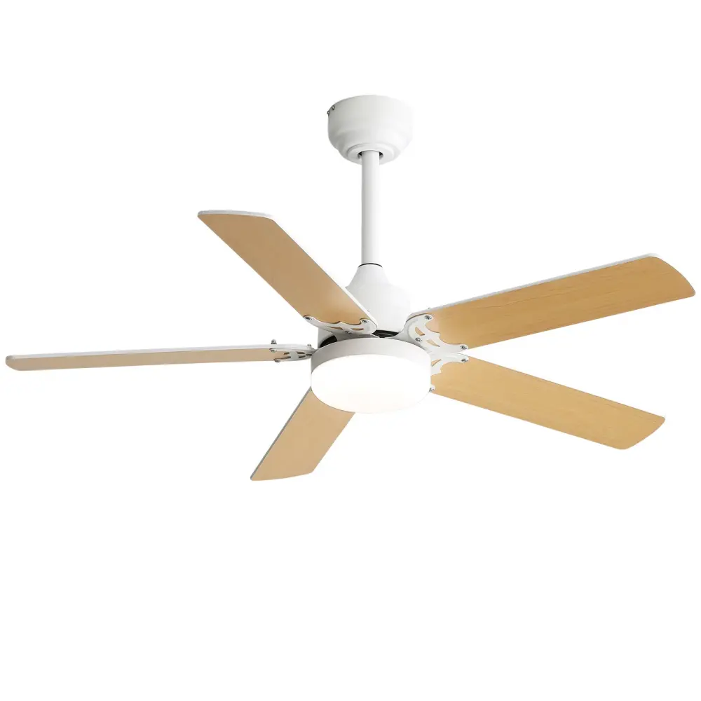 Modern Ceiling Fan 3 Color Dimmable Buoyant 5 Blades Remote Control Reversible Dc Motor - White