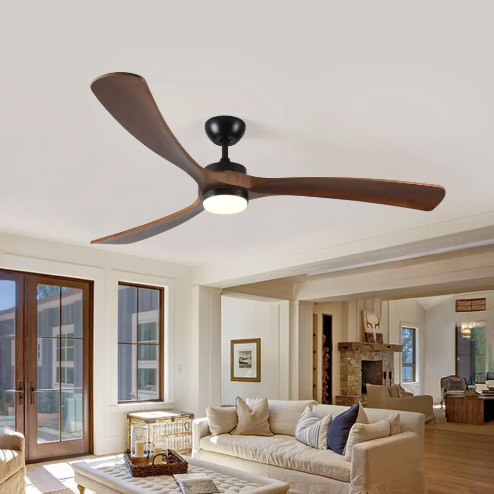Solid Wood Ceiling Fan Lights And Remote Control Indoor Outdoor Ceiling Fan 3 Wooden Blades Today's Ceiling Fan Porch Livi...
