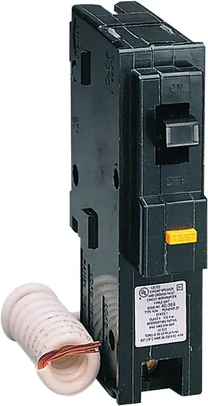 Square D Homeline HOM120GFICP Circuit Breaker, Mini, 20 , 1-Pole, 120 V, Fixed Trip, Onyx, Plug