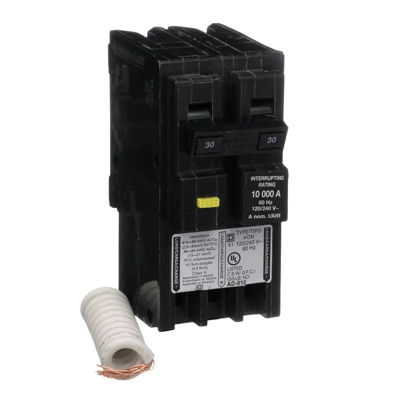Square D Homeline HOM230GFIC Miniature Circuit Breaker, GFCI, 30 , 2-Pole, 120/240 V, Plug- Mounting