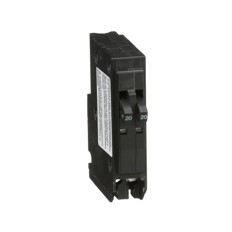 Square D QO QO2020CP Circuit Breaker, Portable, Tandem, 20 , 1-Pole, 120/240 V, Plug, Black