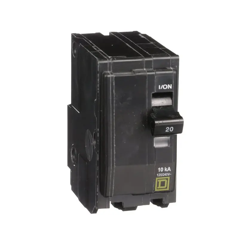 Square D QO QO220CP Circuit Breaker, Mini, 20 , 2-Pole, 120/240 VAC, 48 VDC, Plug, Onyx