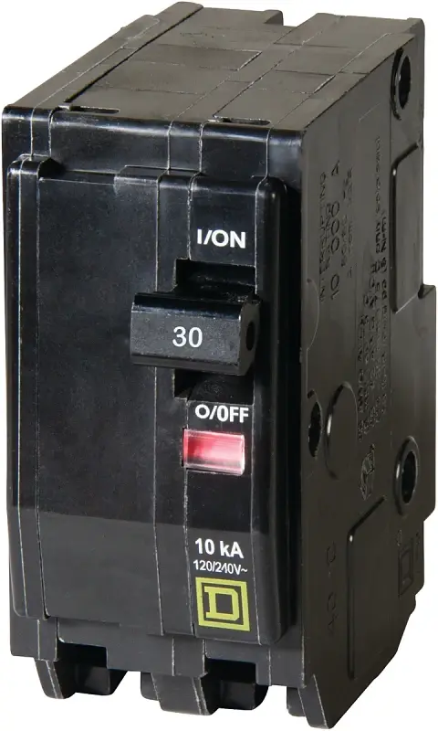 Square D QO QO230C Circuit Breaker, Travel, 30 , 2 -Pole, 120/240 VAC, 48 VDC, Plug Mounting, Black