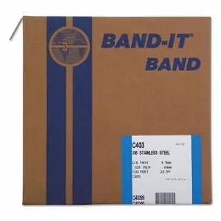 BAND-IT ANSI-Rated Type 316 Bands, 3/8 x 100 ft, 0.025 Thick, Stainless Metal Steel, C40399