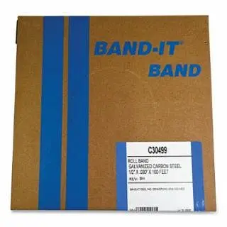 BAND-IT Bands, 1/2 , 100 ft, 0.03 , Galvanized Carbon Steel, 1 roll per Pack, C30499