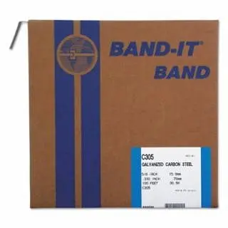 BAND-IT Bands, 5/8 , 100 ft, 0.03 , Galvanized Carbon Carbon Steel, 1 roll per Pack, C30599