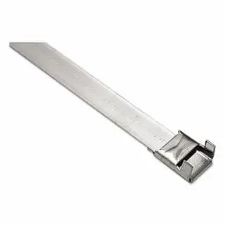 BAND-IT Low-Profile BAND-FAST® Clip, 3-1/2 dia, 3/8 W x 16 L, Stainless Steel 201, 100 per box, L22199
