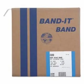 BAND-IT Stainless Tool Steel Bands, 1/4 x 100 ft, 0.02 Thick, Stainless, C20299