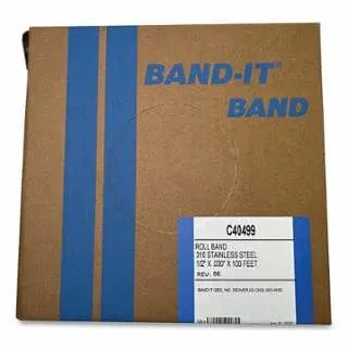 BAND-IT Type 316 Bands, 1/2 x 100 ft, 0.03 Thick, Stainless Mild Steel, C40499