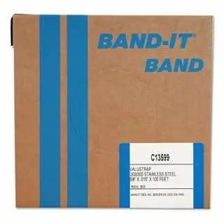 BAND-IT Valustrap Strappings, 5/8 x 100 ft, 0.015 Thick, Oil Stainless High-Carbon Steel, C13599