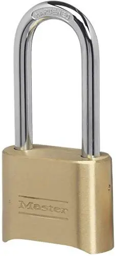 Master Lock Brass Combination Lock, Gate Lock Outdoor Fence or Shed, Customizable Combination Padlock Stretched 2-1/4-Inch...