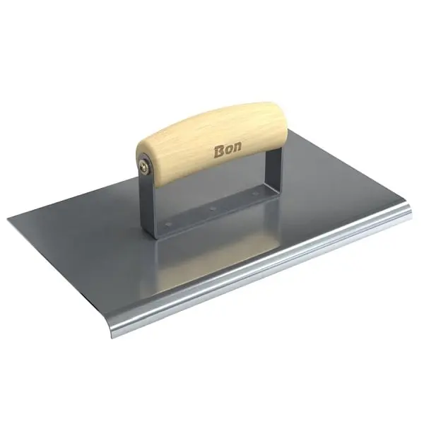 Bon Improved Stainless Steel Sidewalk Edger, 10" x 6", 3/8" Radius 1/2" Depth, Wood Wave Handle, 12-462