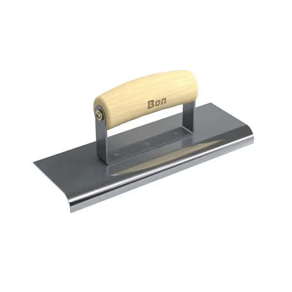 Bon Professional Stainless Metal Steel Sidewalk Edger, 9" x 3", 1/2" Radius 5/8" Depth, Wood Wave Hand...