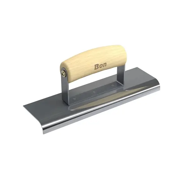 Bon Quick-Connect Stainless Steel Sidewalk Edger, 9" x 2 1/2", 1/2" Radius 5/8" Depth, Wood Wave Handl...