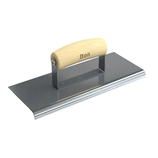 Bon Stainless Mild Steel Sidewalk Edger, 10" x 4", 3/8" Radius 1/2" Depth, Wood Wave Handle, 12-459