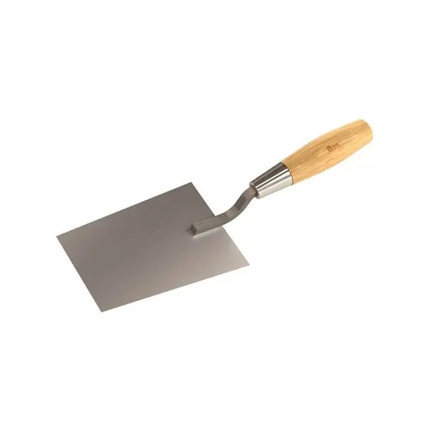 Bon Stainless Steel Bucket Trowel, 7" x 4 3/4" to 3 3/4" Plug Taper Wood Handle, 13-309
