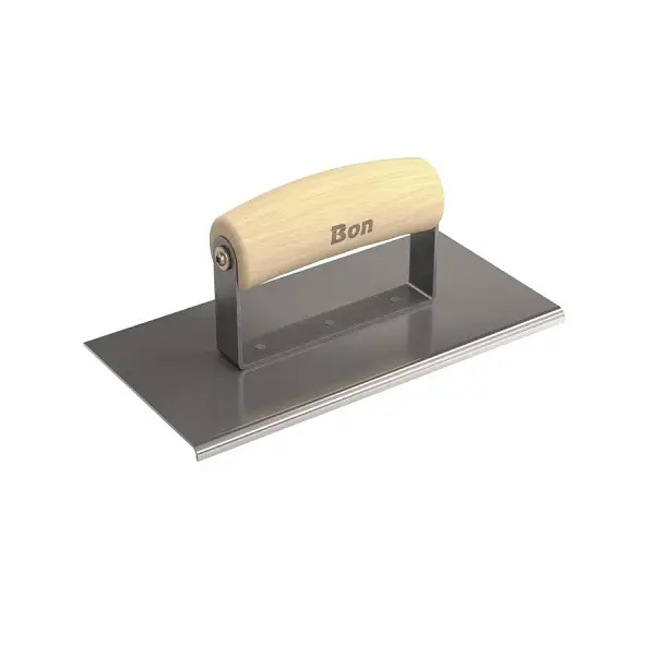 Bon Stainless Tool Steel Sidewalk Edger, 8" x 4", 1/8" Radius 1/4" Depth, Wood Wave Handle, 12-451