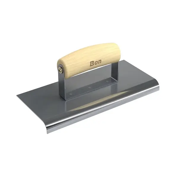Bon Water-Based Stainless Metal Steel Sidewalk Edger, 9" x 4", 1/2" Radius 5/8" Depth, Wood Wave Handl...