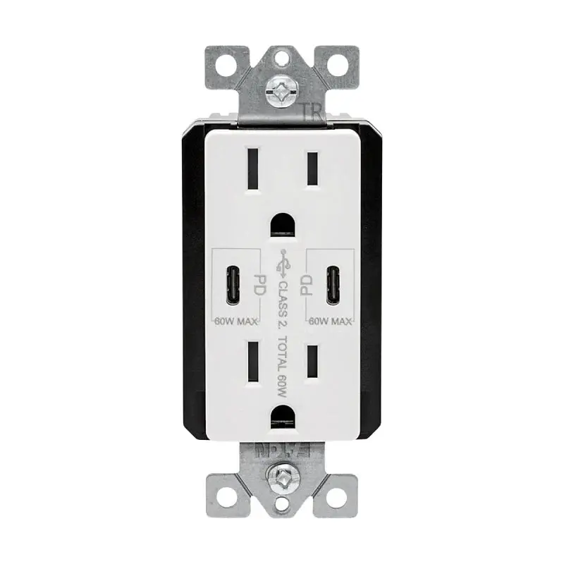 Eaton TRUSBPDC15W-BOX Receptacle, 15 , 125 V, Type C USB, NEMA: 5-15R, Pearl