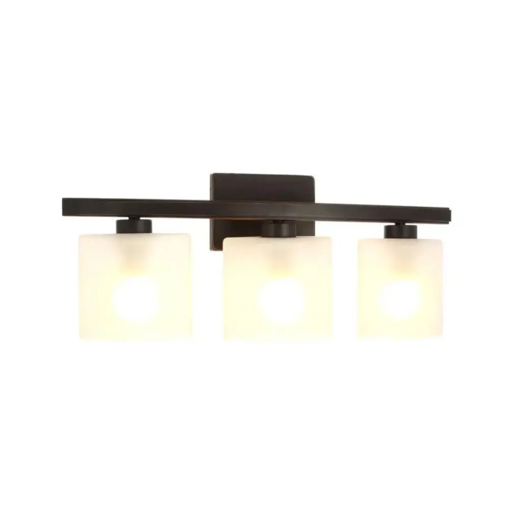 Hampton Bay Ettrick 3-Light Oil-Rubbed Rustic gold Sconce Hand Pained Glass Shades Damaged Box