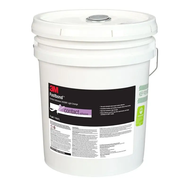 3M Fastbond Contact Adhesive 2000NF Light Orange, 5 gal poly pail Pour Spout, Quantity: 5, 7000121396