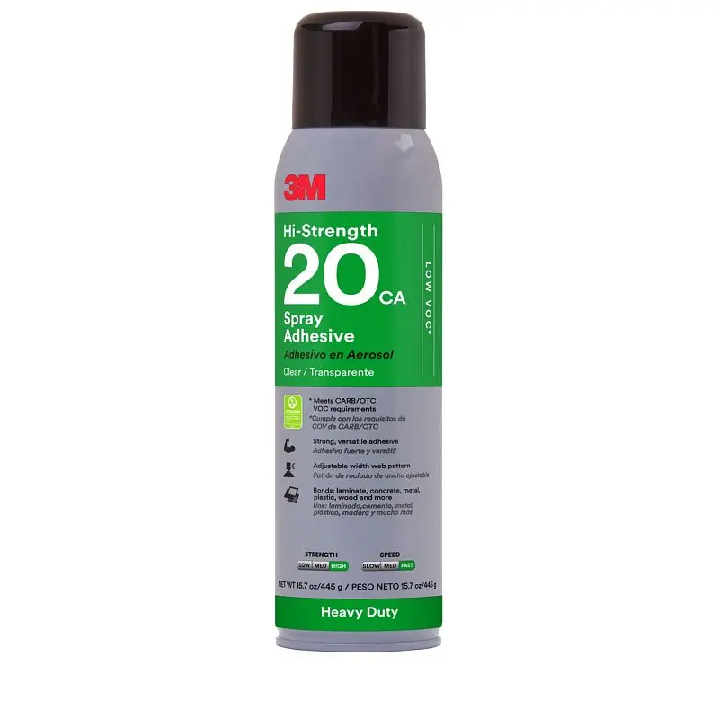 3M Heavy Duty Spray Adhesive 20CA, Translucent, 16 fl oz Can, Quantity: 12, 7100166355