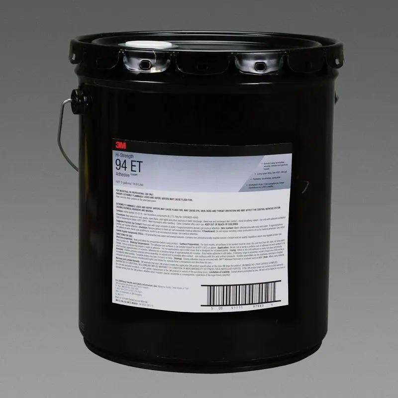 3M Hi-Durability 94 ET Adhesive Clear, 5 Gallon Pail, Quantity: 5, 7100022993
