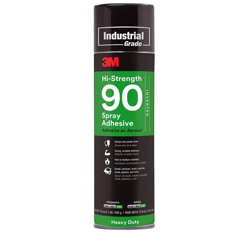 3M Hi-Durability 90 Spray Adhesive, INVERTED Aerosol Net Wt 17.6 oz, Quantity: 12, 7010292719