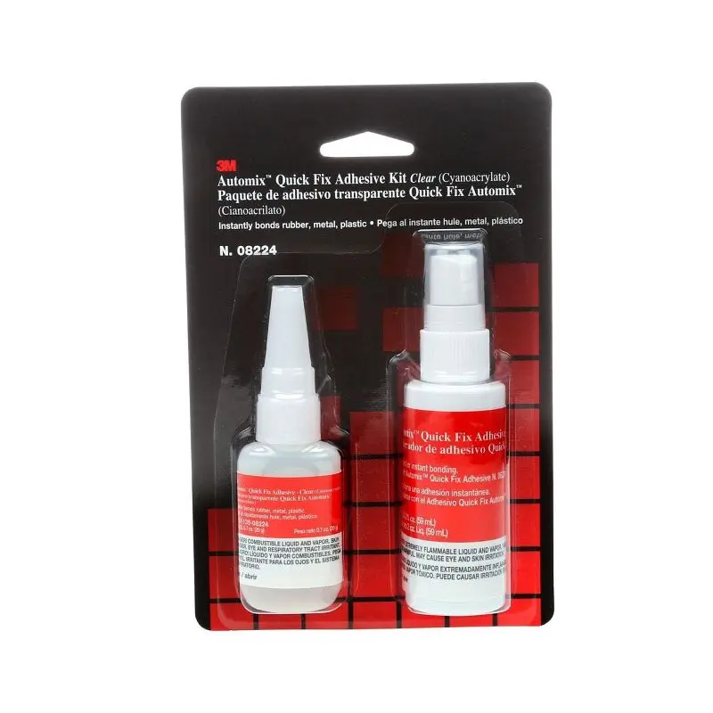 3M Quick Fix Adhesive Kit, 08224, 0.7 oz adhesive/2.0 oz accelerator, 6 per case, 7100006284
