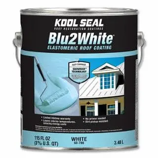 Kool Seal Blu2White Luxury Elastomeric Roof Coating, White, 5 Gal Per Pail, KS0063700-20