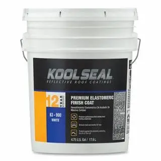 Kool Seal Luxury 12 Year Elastomeric Roof Coating, Snow White, 5 Gal Per Pail, KS0063900-20