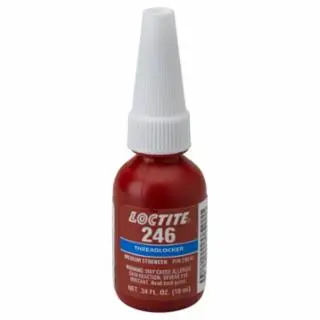 Loctite 246 Threadlocker, Medium Durability/High Temperature, 10 ml, 1/4 To 3/4 Thread, Blue, 196508