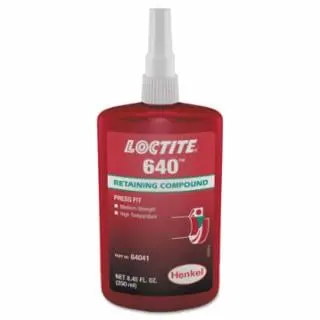 Loctite 640 Retaining Compound, Med Durability/High Temp, 250Ml Container, Emerald, 3000 Psi, 135521