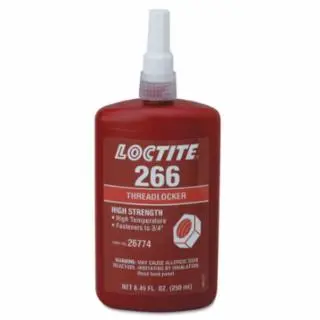Loctite Non-Toxic 266 Threadlockers, High Durability/High Temperature, 250 ml, Up To 3/4 Thread, Fire Red-Orange, 232331