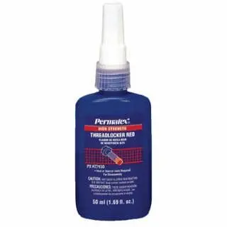 PERMATEX ANSI-Rated High Durability Ruby Threadlocker, 50 mL, 1 Thread, Red, Liquid, 27150