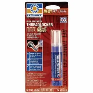 PERMATEX Low-VOC High Durability Red Threadlocker, 10 mL, 1 Thread, Red, Gel, 6/Case, 27010