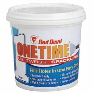 Red Devil ONETIME Featherweight Spackling, 1 Quart Tub, Bright Ivory, 6/Case, 0544