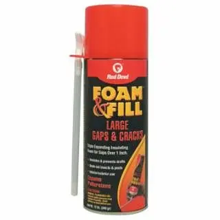 Red Devil Polyurethane Triple Expanding Foam, 12 oz Aerosol Can, Champagne, 12/Case, 0909