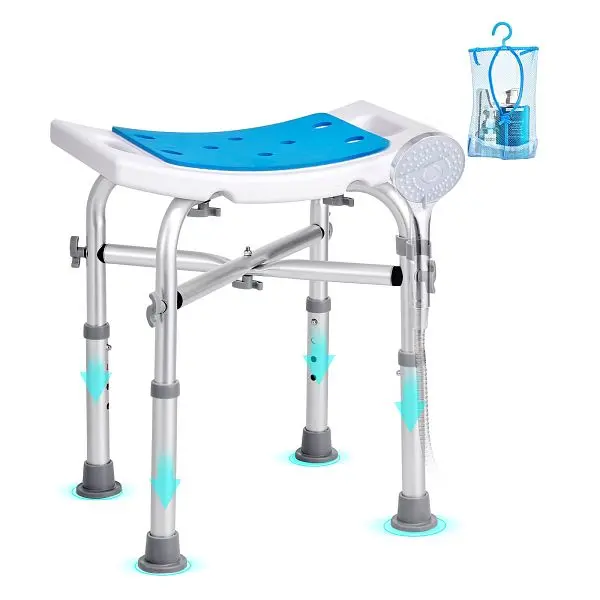 VEVOR Shower Chair Inside Shower, Adjustable Height Shower Stool Crossbar Substantiate, LYDFXLHJPEWFYGW6TV0
