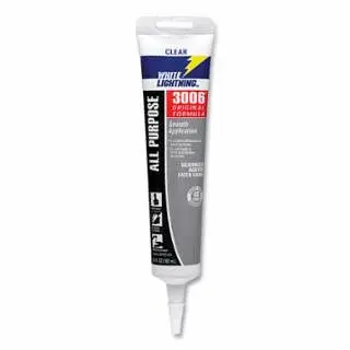 Bright All-Weather White Lightning 3006 All Purpose Adhesive Caulk, 5.5 Ounces, Cartridge, Clear, 12 Pieces, W12001005