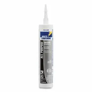 White Lightning Silicone EPDM All Purpose Sealant, 10 Ounces Cartridge, Clear, 12 Pieces, W11121010
