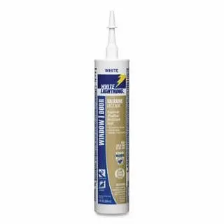 White Thick Lightning Window & DOOR Silicone Ultra Sealant, 10 Ounces, Cartridge, White, 12 Pieces, W31100010 White Li...