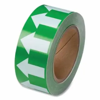 Brady Pipe Marker Taper Tape Arrows, Ivory on Green, Vinyl, 2 W, 1080 L, 91421
