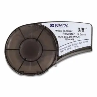 Brady Quick-Release Bmp21 Plus Series B-430 Clear Polyester Component/Panel Label, 21 ft L x 0.375 W, White on Clear, 139748