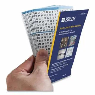 Brady Vinyl Cloth Porta-Pack Wire Markers, 1.56 W x 0.22 W, 1 Thru 45 Numbers, Black on White, PWM-PK-3