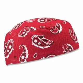 Ergodyne Chill-Its 6630 High-Executeance Skull Flat Cap, One Size Fits Most, Red Western, 6 Pieces, 12508