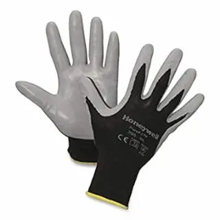 Honeywell 395 Pure Fit 13-Ga Nitrile Coated Palm/Fingertips Nylon Liner/Knit Wrist Cuff, Small, Carbon Black/Gray, 12 pack...